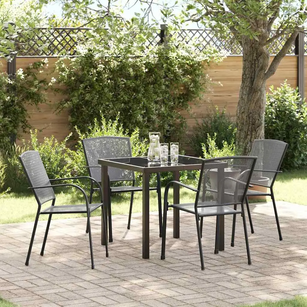 5-Piece Anthracite Garden Dining Set with Glass Top