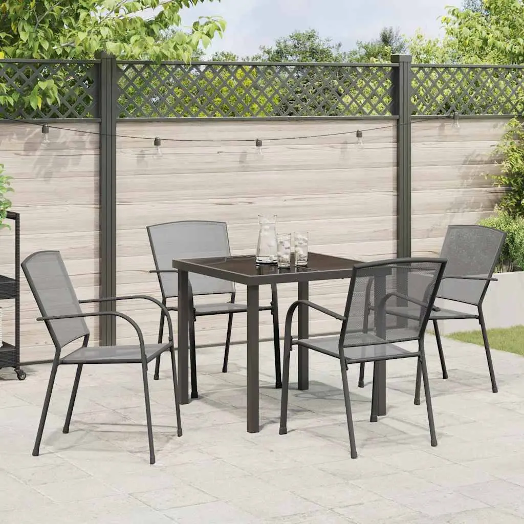 5-Piece Anthracite Garden Dining Set with Glass Top