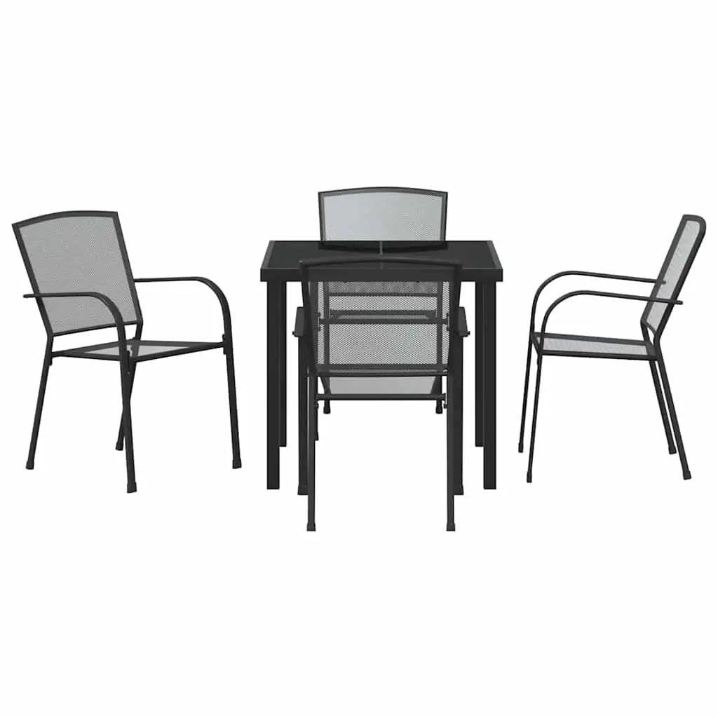5-Piece Anthracite Garden Dining Set with Glass Top