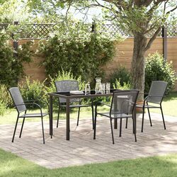 Garden Dining Set 5 pcs Anthracite Outdoor Furniture Rectangular Table Chairs