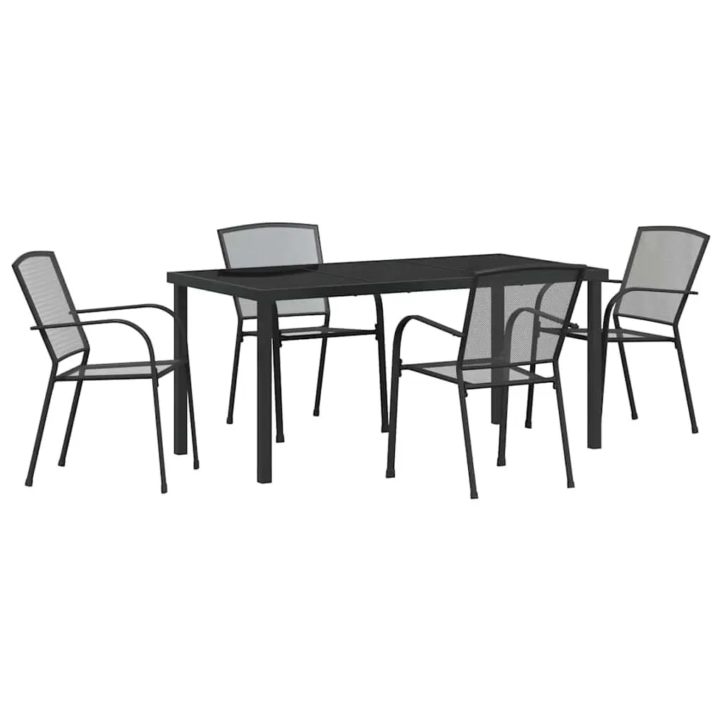 5-Piece Anthracite Outdoor Dining Set with Steel Frame