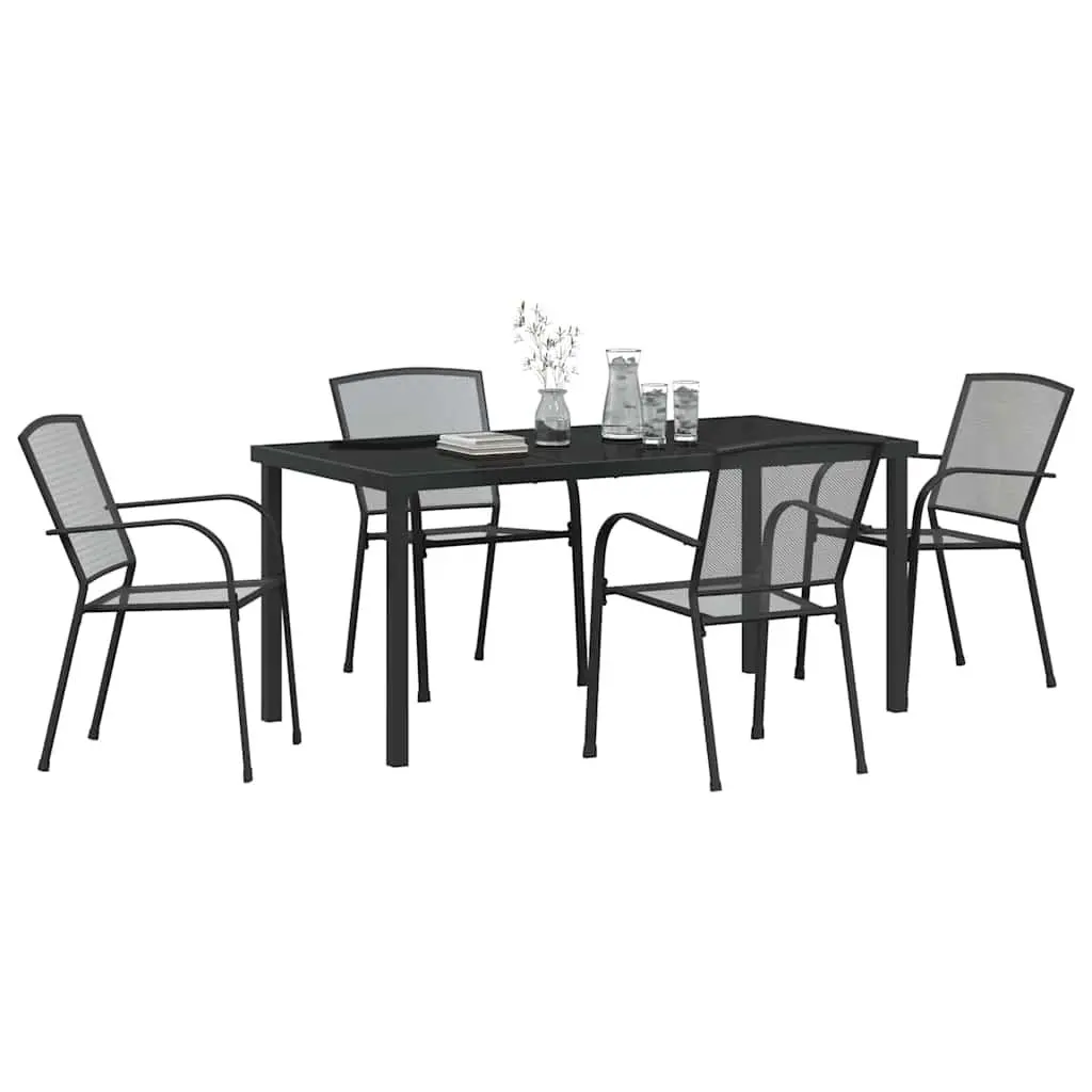5-Piece Anthracite Outdoor Dining Set with Steel Frame