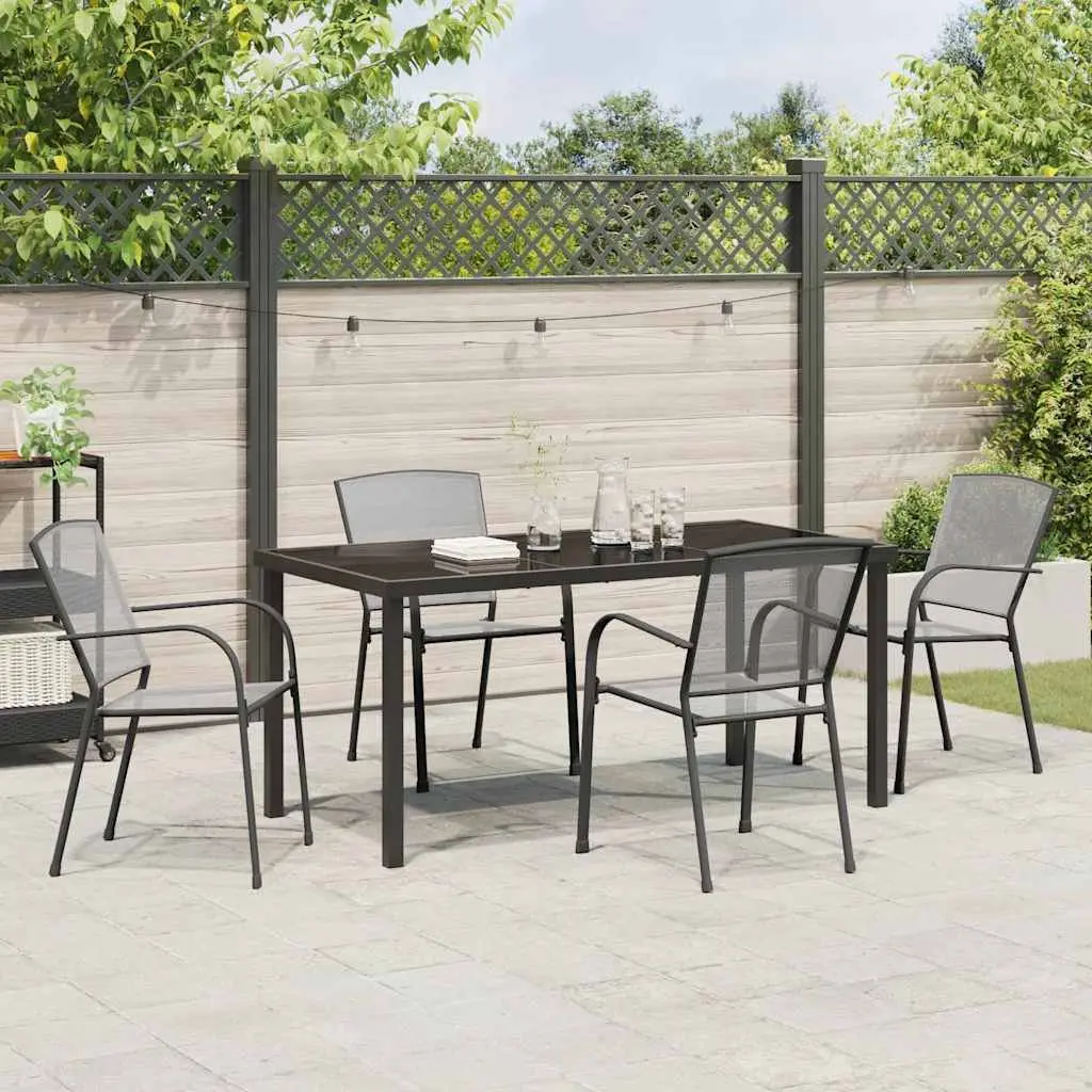 5-Piece Anthracite Outdoor Dining Set with Steel Frame
