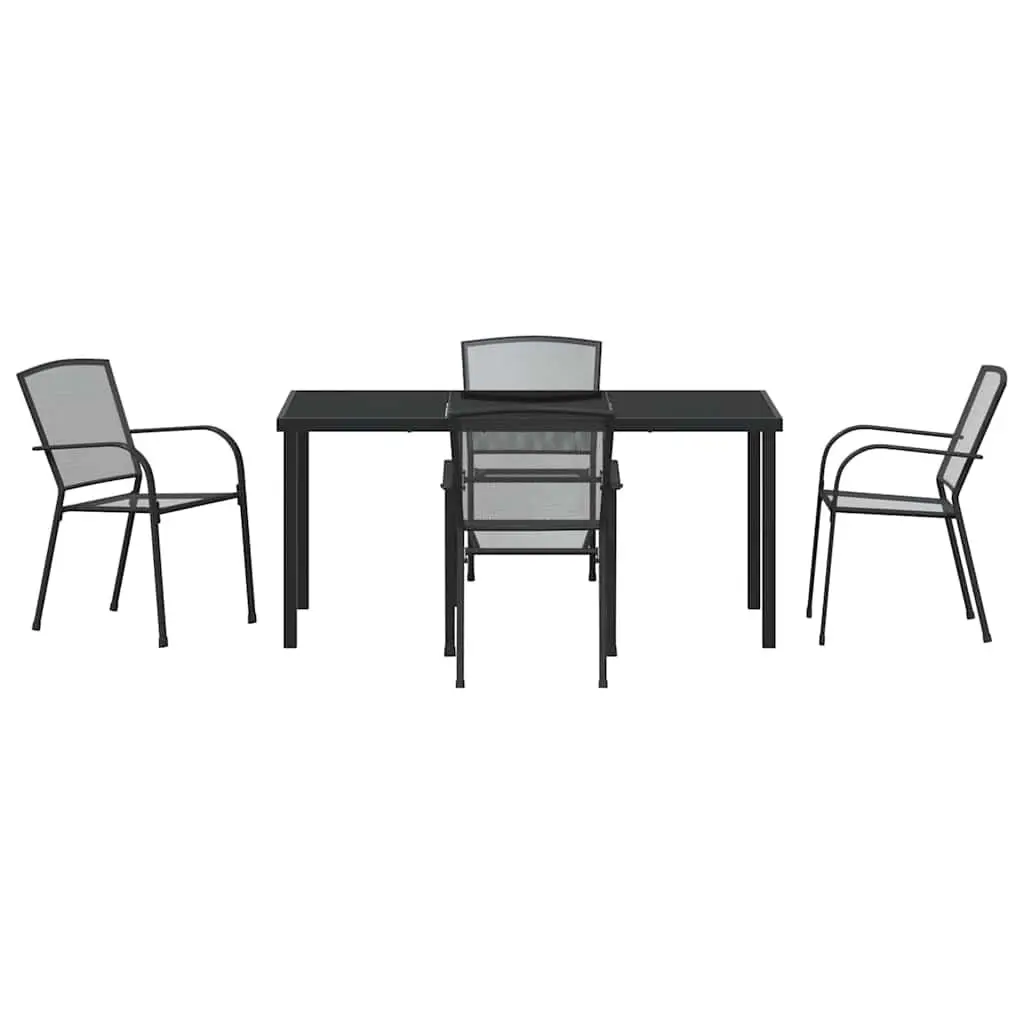 5-Piece Anthracite Outdoor Dining Set with Steel Frame