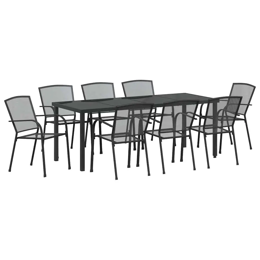 9-Piece Outdoor Garden Dining Set in Anthracite