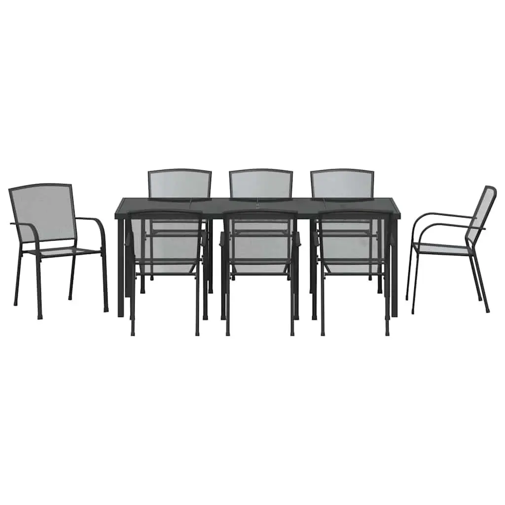 9-Piece Outdoor Garden Dining Set in Anthracite