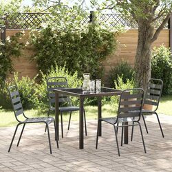 Anthracite Steel Outdoor Dining Set 5-Piece Garden Furniture