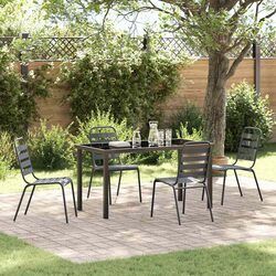 Outdoor Garden Dining Set - 5 Piece Steel & Glass