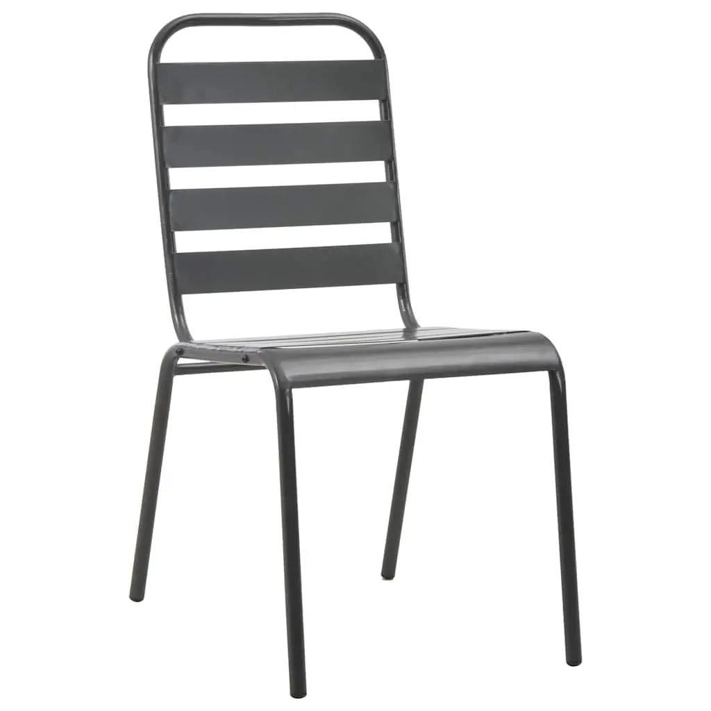 Garden Dining Set Powder-coated Steel 5 Piece Anthracite Grey Tempered Glass Table