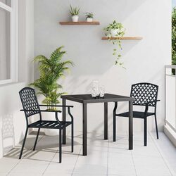 Outdoor 3-Piece Garden Dining Set with Steel and Glass