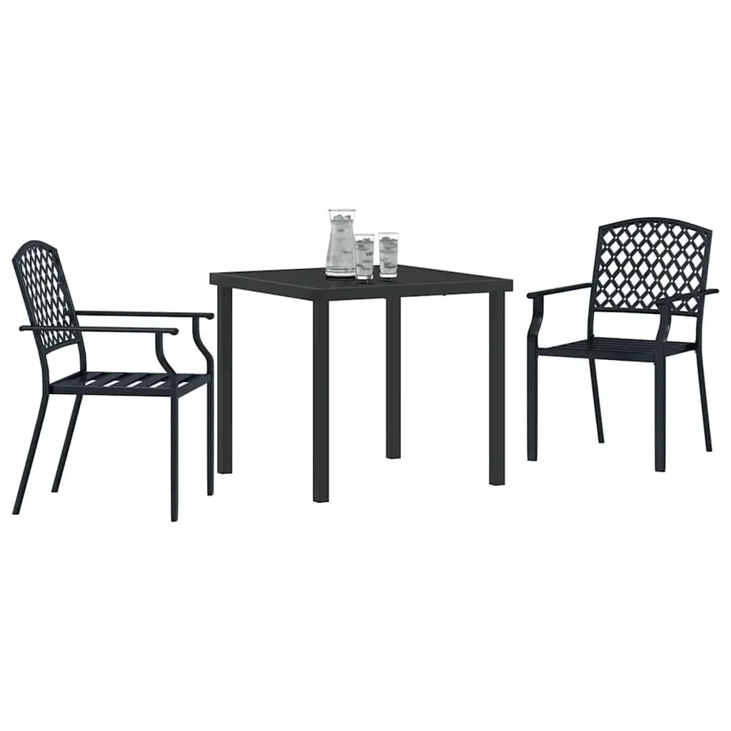 Outdoor 3-Piece Garden Dining Set with Steel and Glass