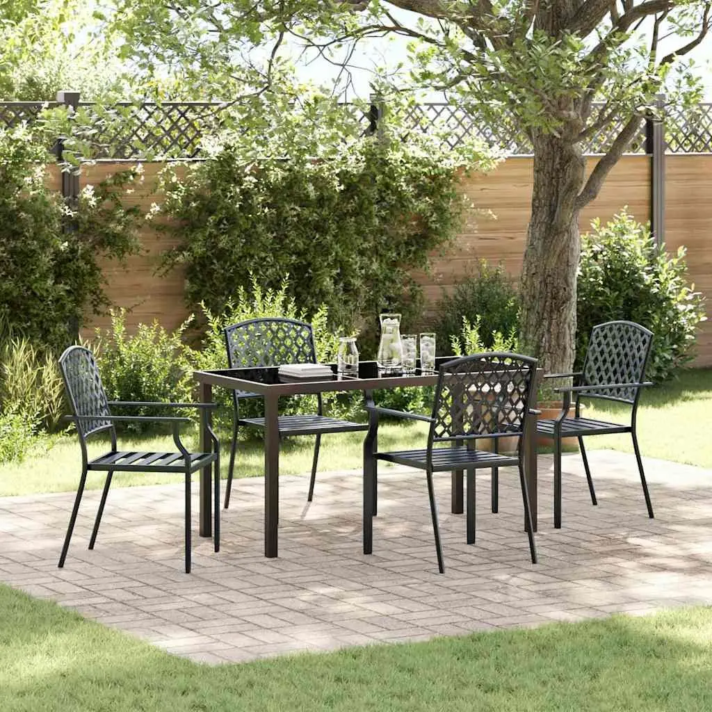 5-Piece Garden Dining Set with Tempered Glass Top