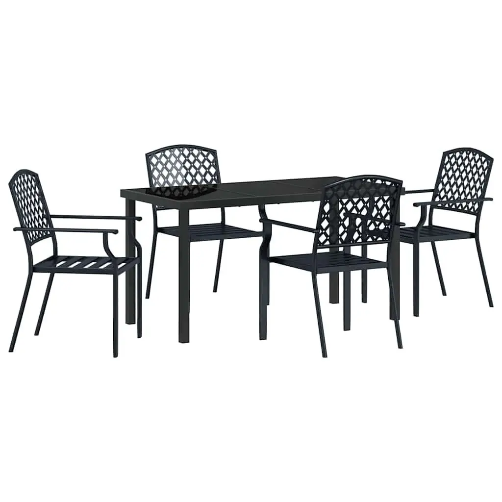 5-Piece Garden Dining Set with Tempered Glass Top