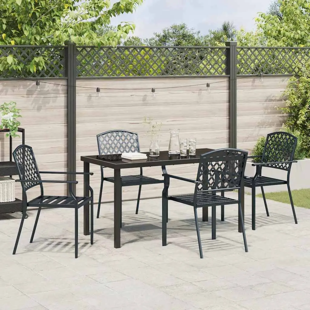 5-Piece Garden Dining Set with Tempered Glass Top