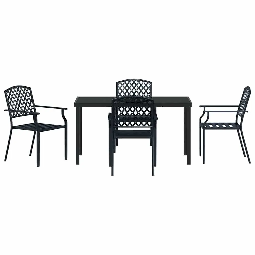 5-Piece Garden Dining Set with Tempered Glass Top