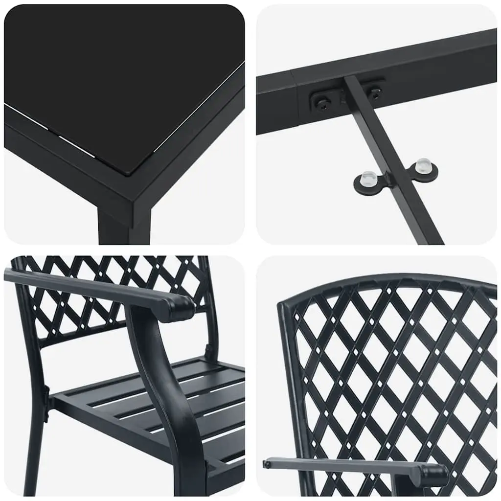 5-Piece Garden Dining Set with Tempered Glass Top