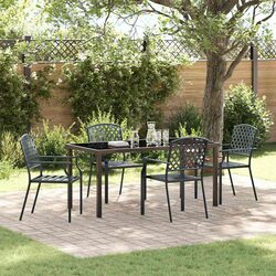 Sturdy Anthracite Steel Garden Dining Set for 5