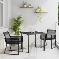 Sturdy 3-Piece Black Garden Dining Set for Outdoor Use
