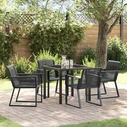 5-Piece Black Steel Garden Dining Set for Stylish Outdoor Use