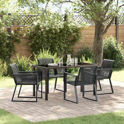 5-Piece Garden Dining Set with Durable Steel Frame