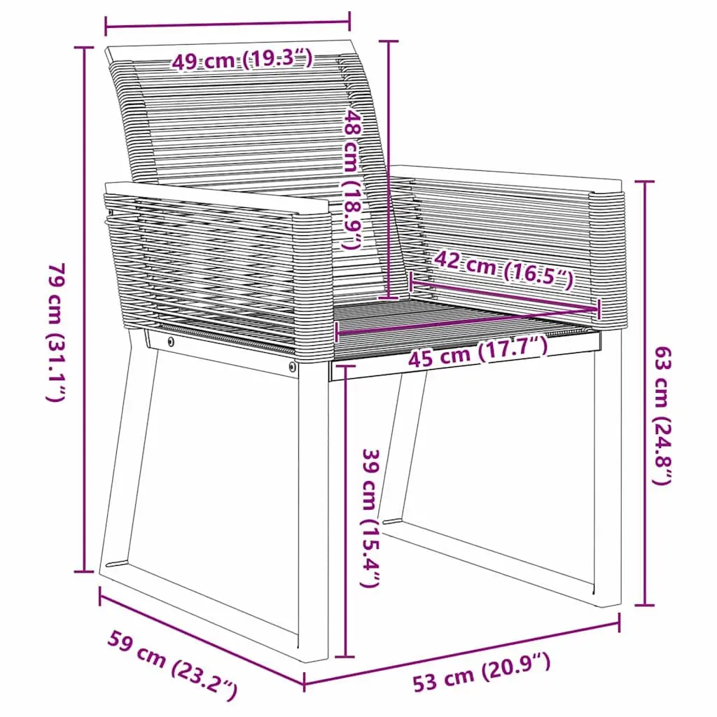 Garden Dining Set Powder-coated Steel 5 Piece Black Rectangular Table Chairs