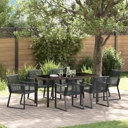 Durable 7-Piece Garden Dining Set in Black Steel