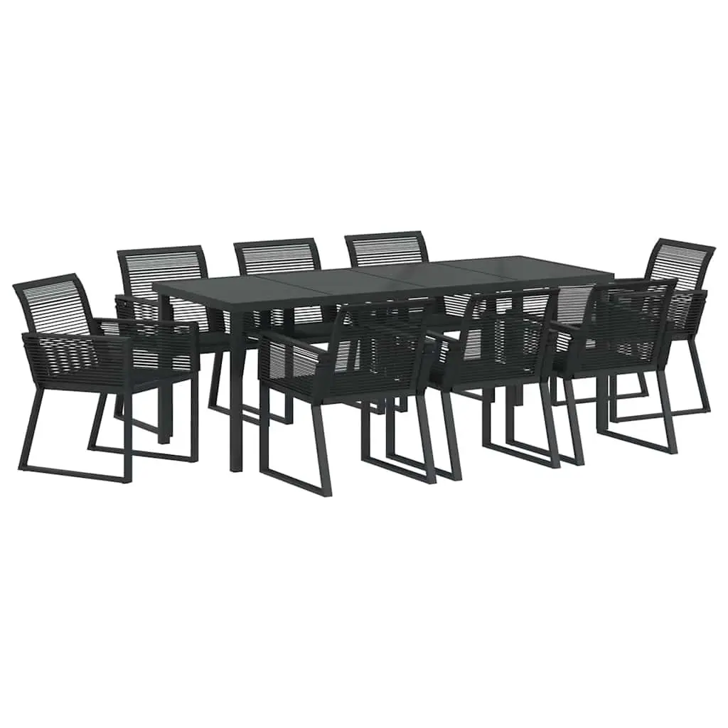 9-Piece Garden Dining Set with Sturdy Black Steel Frame