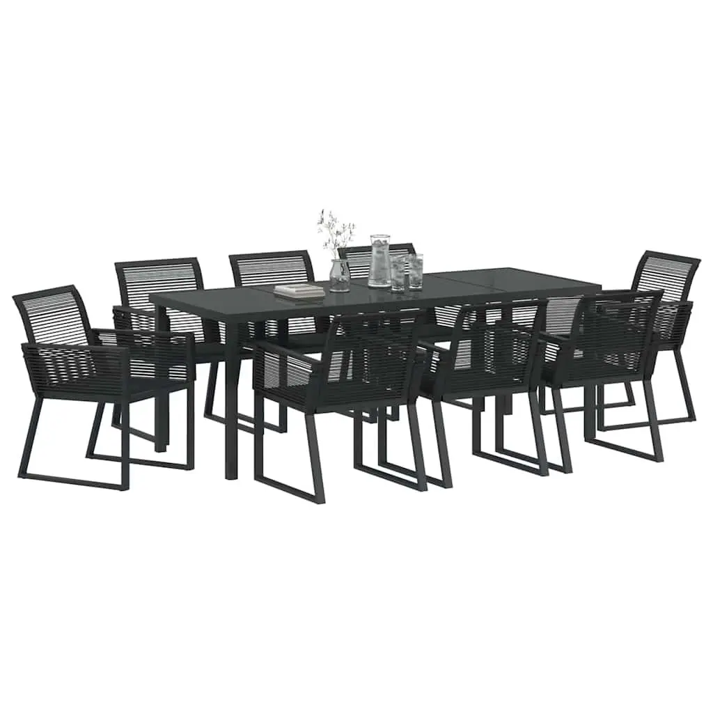 9-Piece Garden Dining Set with Sturdy Black Steel Frame