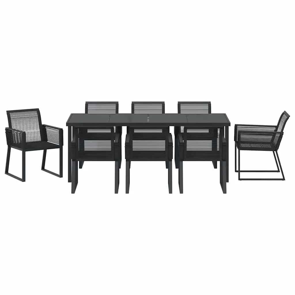 9-Piece Garden Dining Set with Sturdy Black Steel Frame