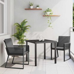 Durable 3-Piece Garden Dining Set in Black