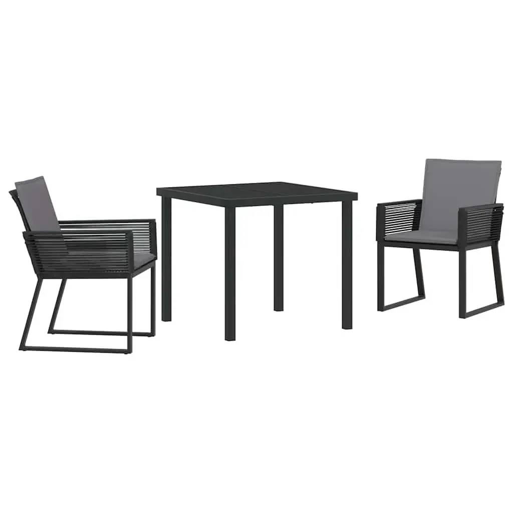 3-Piece Garden Dining Set in Black