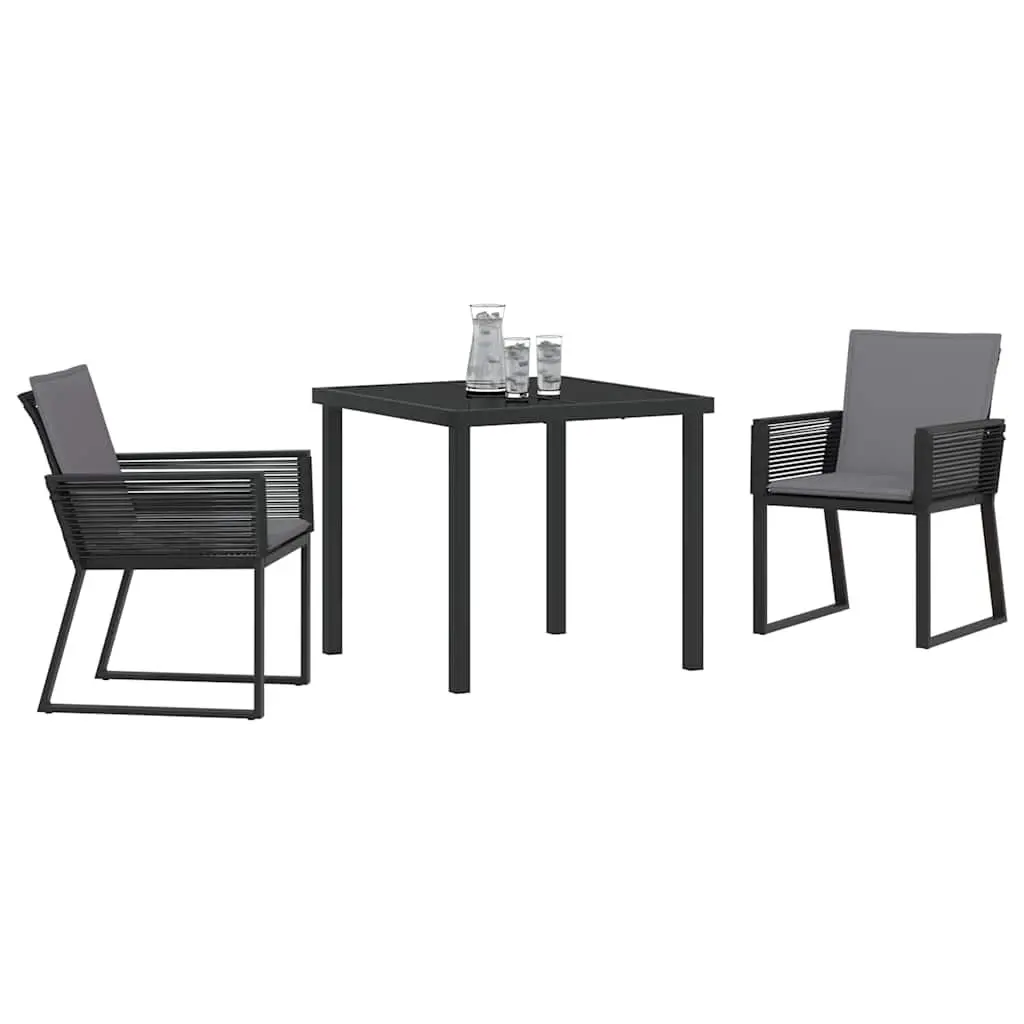 3-Piece Garden Dining Set in Black