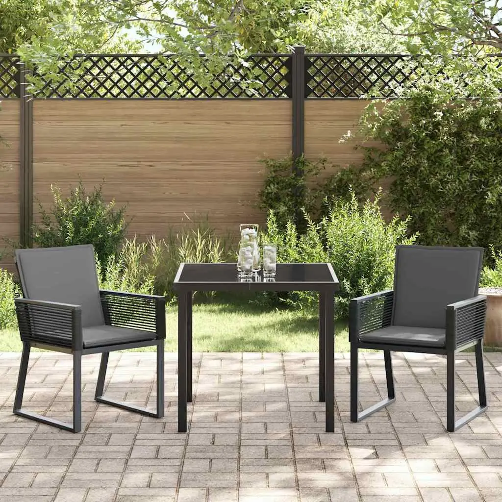 3-Piece Garden Dining Set in Black