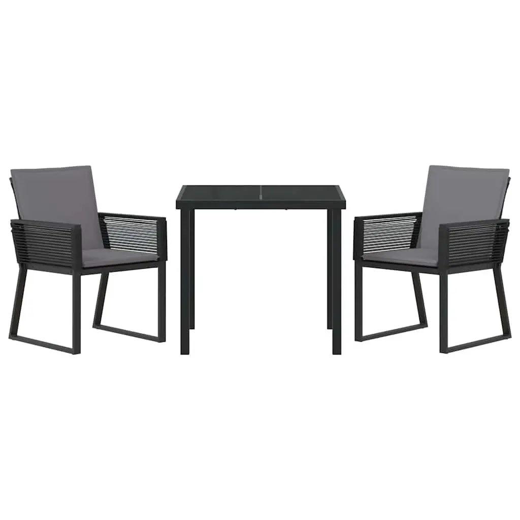 3-Piece Garden Dining Set in Black