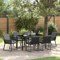 Durable 7 Piece Garden Dining Set with Rattan Chairs