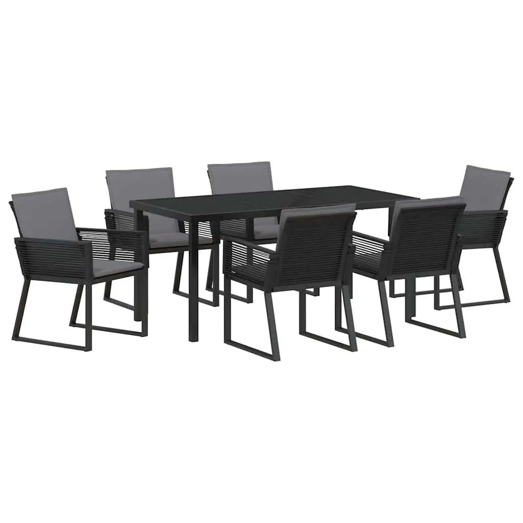 7 Piece Garden Dining Set with Rattan Chairs