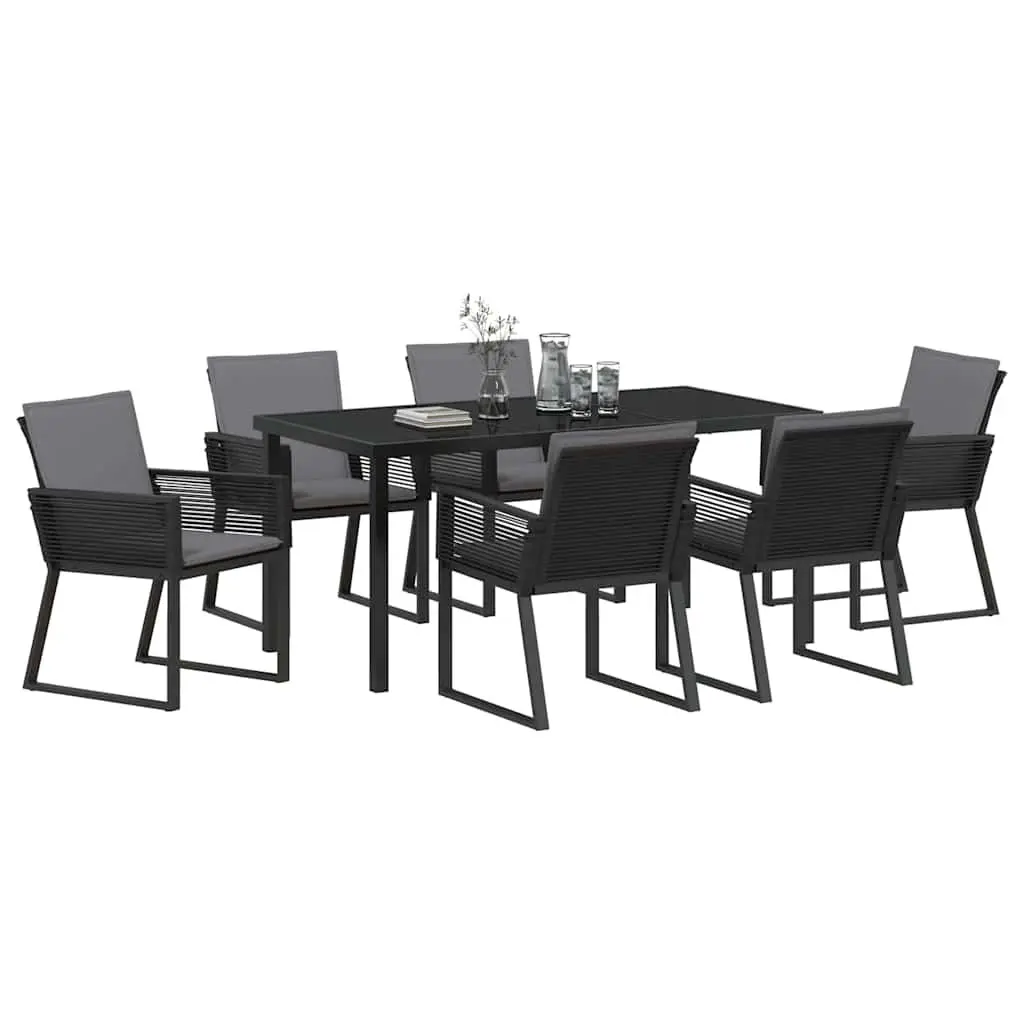 7 Piece Garden Dining Set with Rattan Chairs