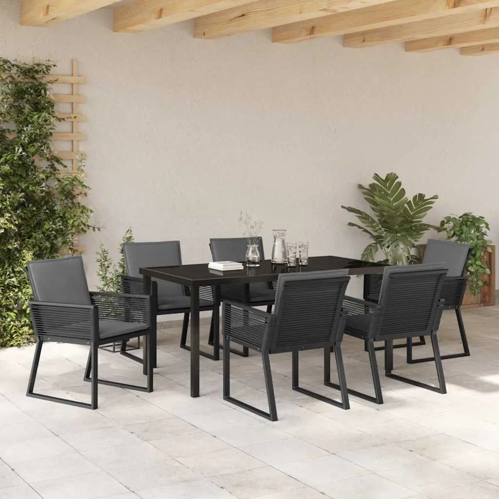 7 Piece Garden Dining Set with Rattan Chairs