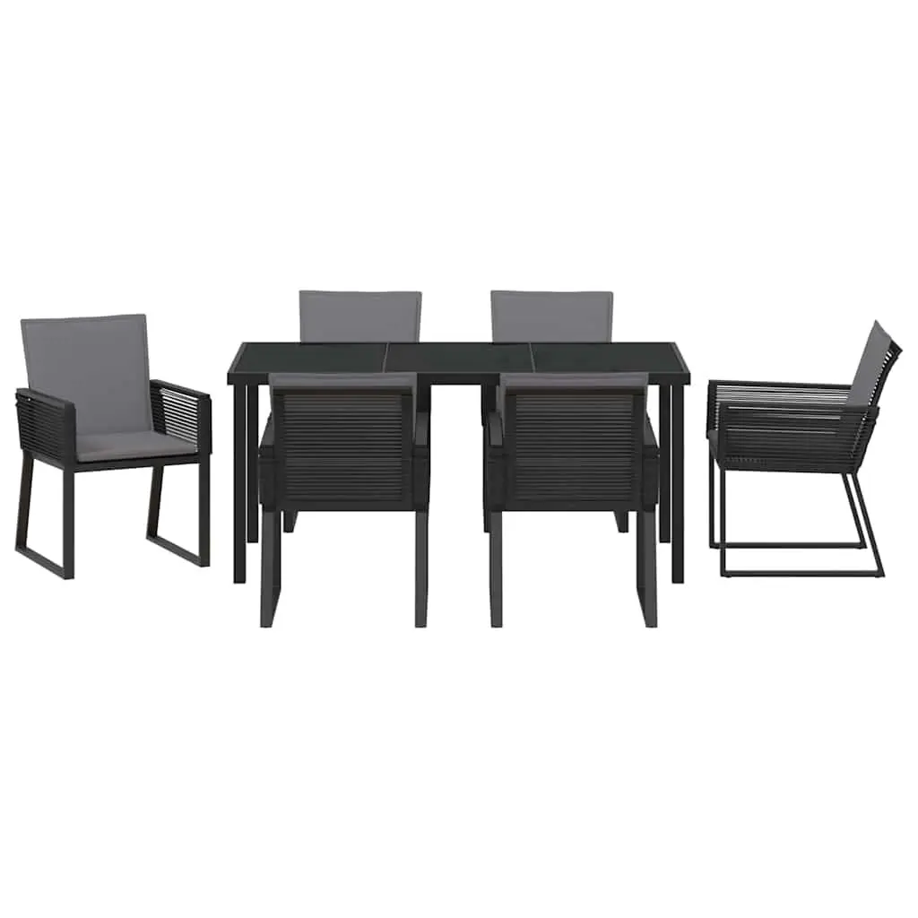 7 Piece Garden Dining Set with Rattan Chairs