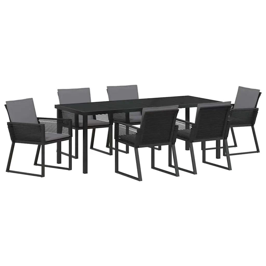 7-Piece Black Steel Garden Dining Set for Outdoor Use