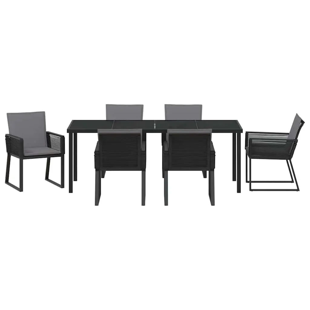 7-Piece Black Steel Garden Dining Set for Outdoor Use
