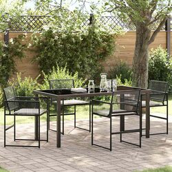 Durable 5-Piece Black Poly Rattan Outdoor Dining Set
