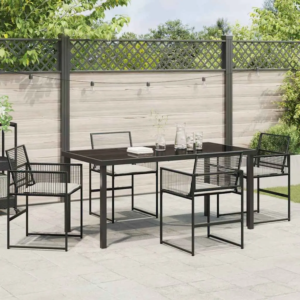 5-Piece Black Poly Rattan Outdoor Dining Set