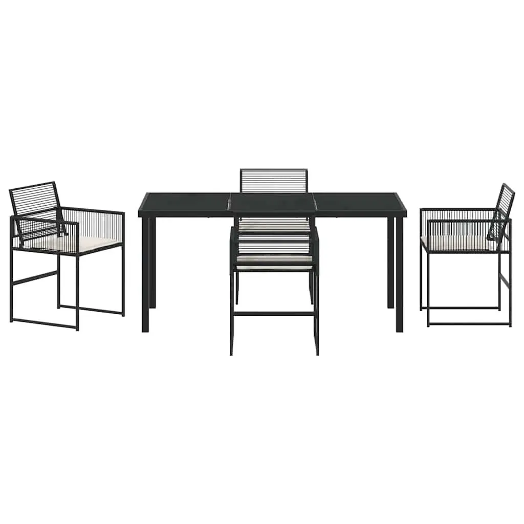 5-Piece Black Poly Rattan Outdoor Dining Set