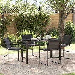 5 Piece Black Garden Furniture Set with Steel Frame