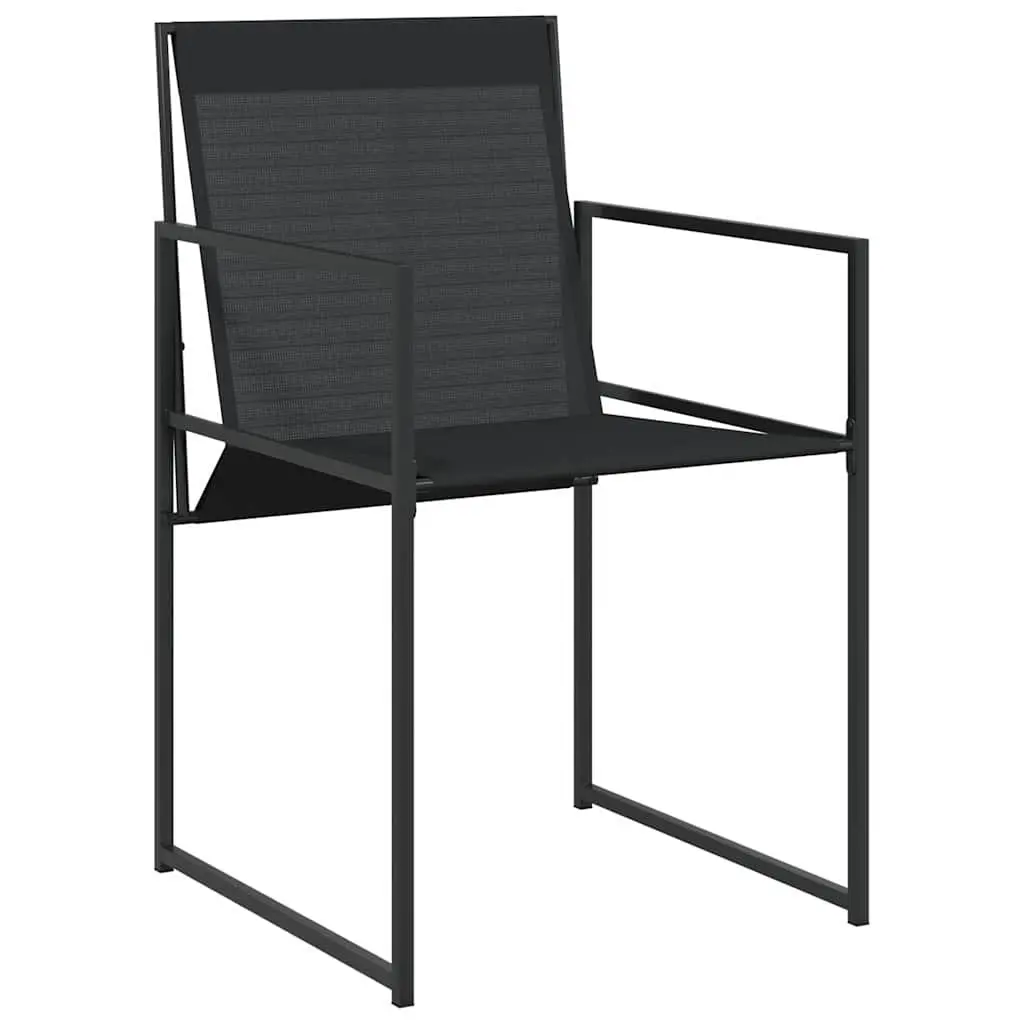 Garden Dining Set Powder-coated Steel 5 Pieces Black Textilene Chairs Table
