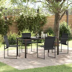 Sturdy 5-Piece Garden Dining Set with Steel Chairs