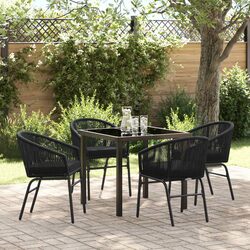 Durable 5-Piece Black Steel Outdoor Dining Set