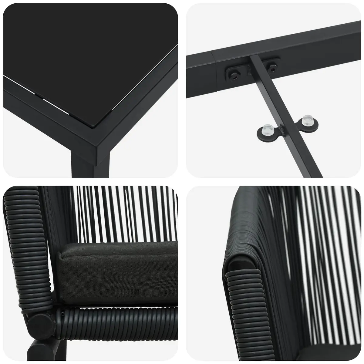 5-Piece Black Steel Outdoor Dining Set