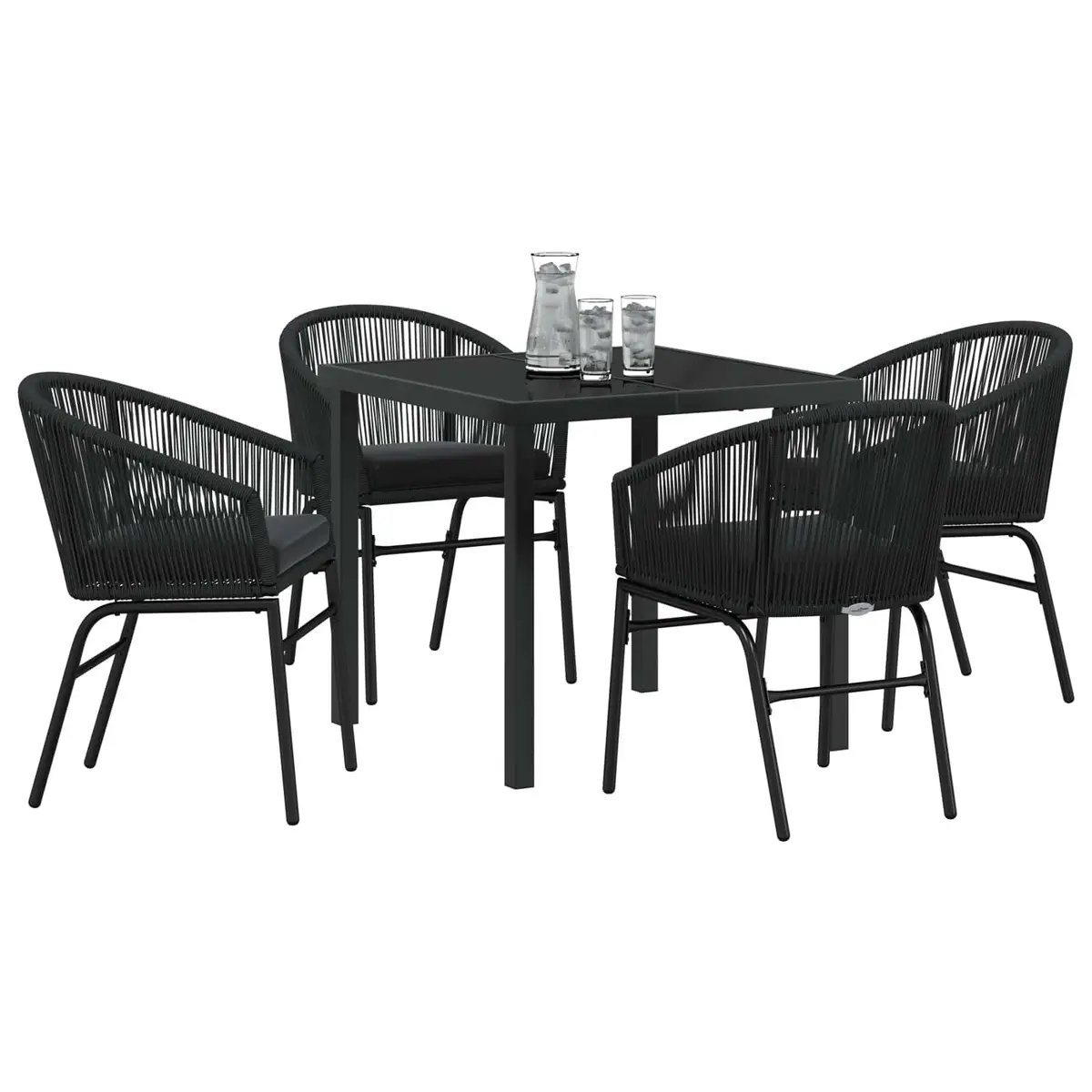 5-Piece Black Steel Outdoor Dining Set